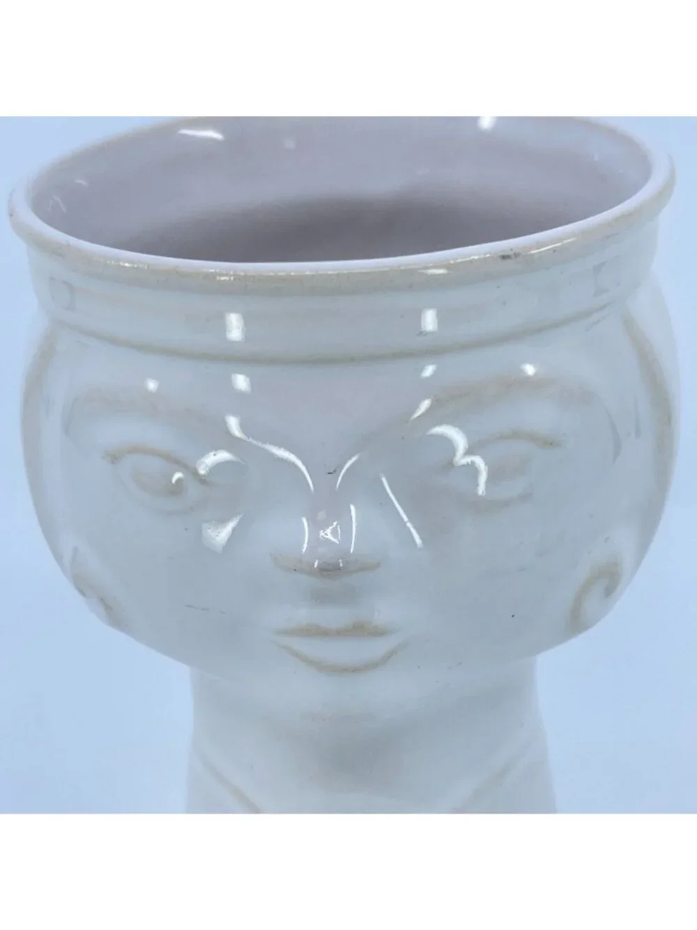 vintage mcm veb haldensleben glazed ceramic face head vase or chalice